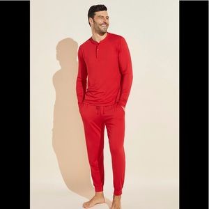 Eberjey Henry Long PJ Set - RED